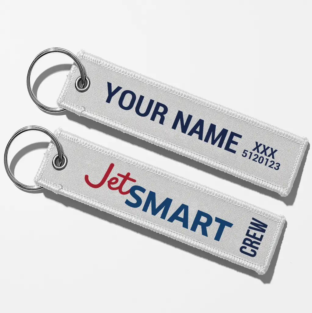 JetSmart Airlines Crew & Staff Tag Key Chains - White - Crew + Name