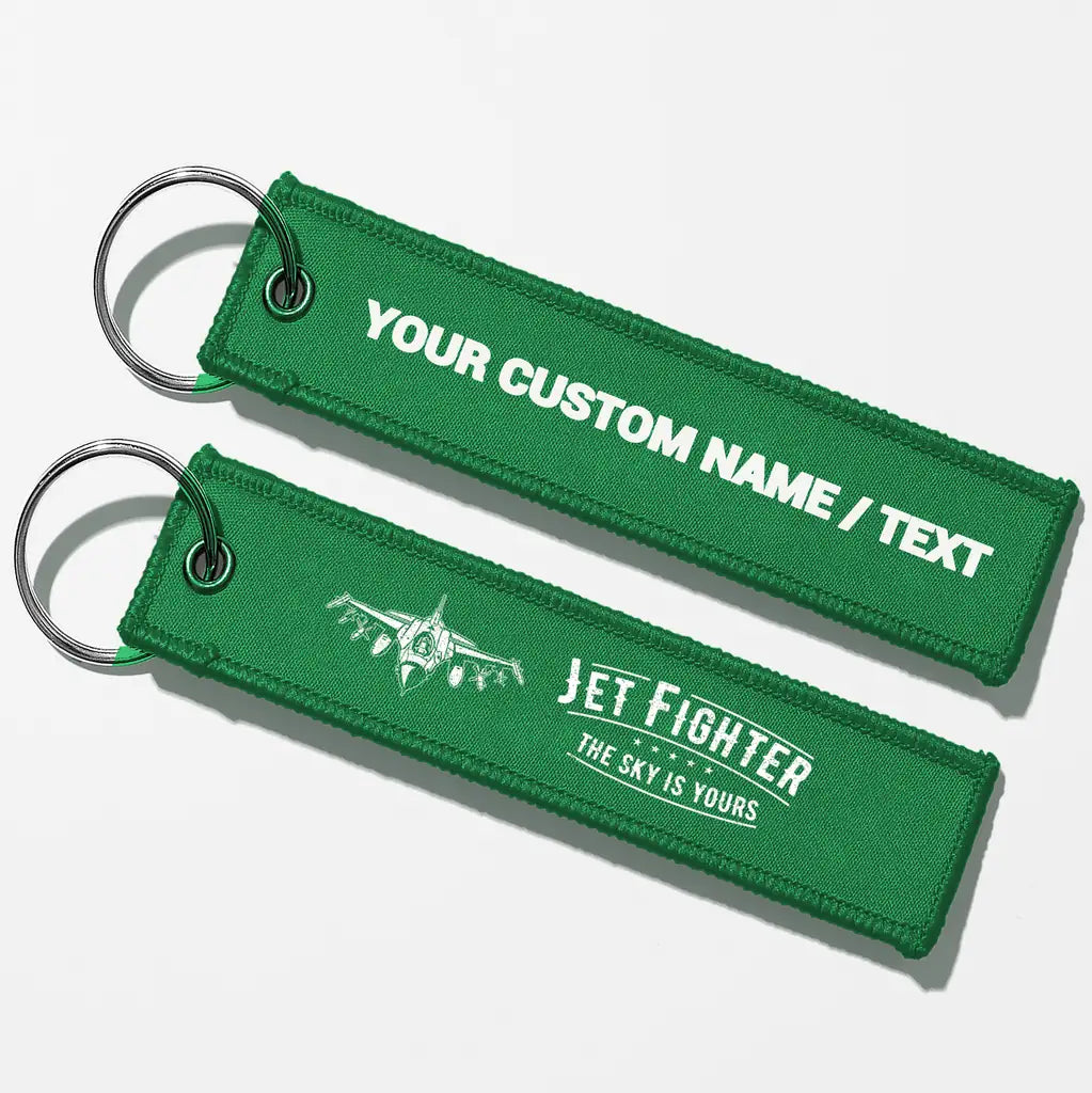 Jet Fighter - The Sky is Yours Aviator Key Chains - Green - Personalized