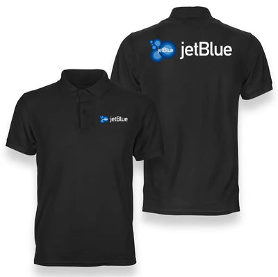 Jetblue Airways Airlines logo on black double side polo t shirt