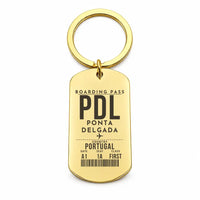 Thumbnail for João Paulo II Airport PDL — Ponta Delgada - Key Chain - Boarding Pass Style - Gold