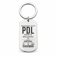 Thumbnail for João Paulo II Airport PDL — Ponta Delgada - Key Chain - Boarding Pass Style - Silver