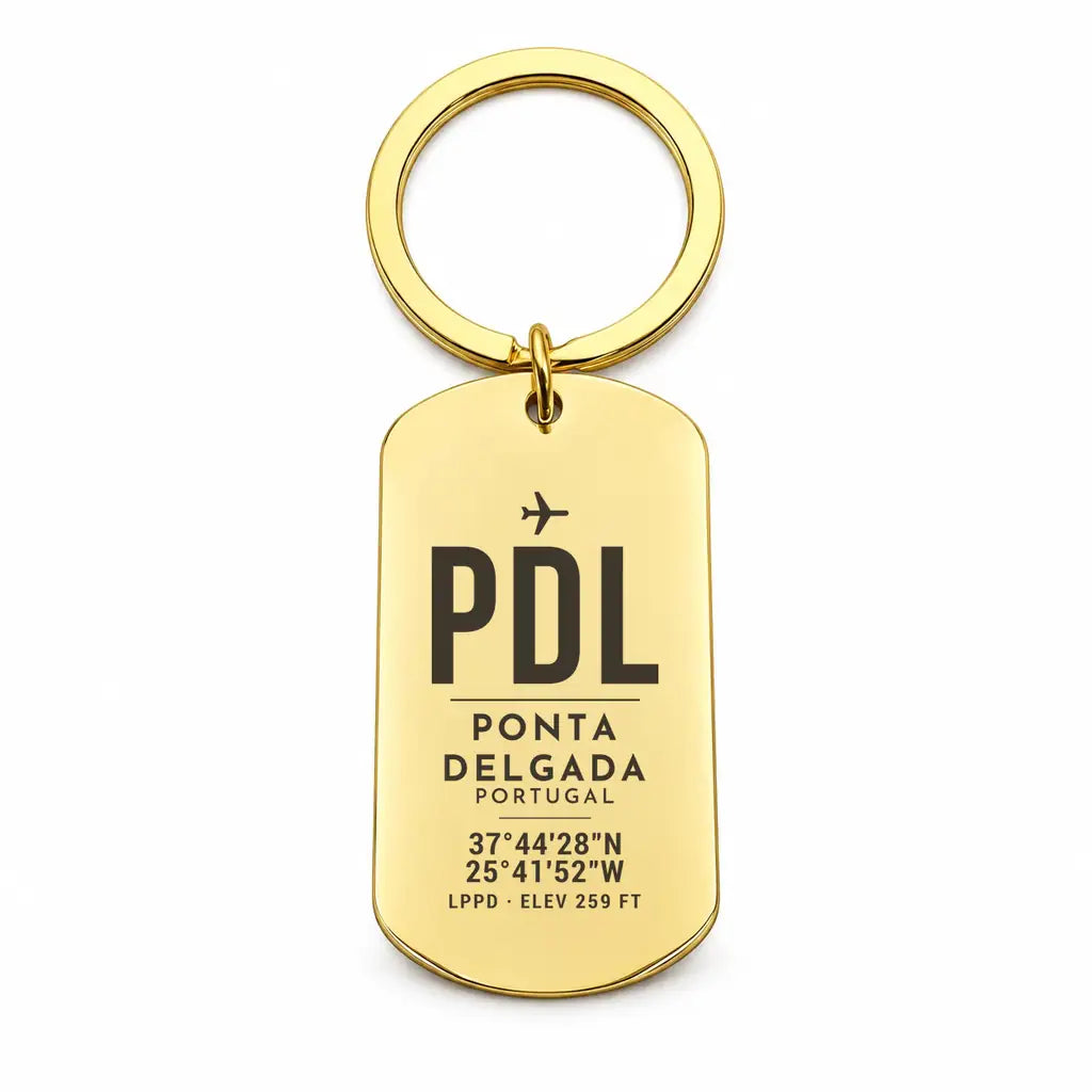 João Paulo II Airport PDL — Ponta Delgada - Key Chain - Original Design - Gold
