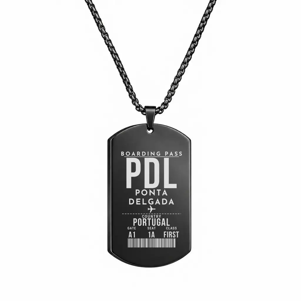 João Paulo II Airport PDL — Ponta Delgada - Necklace - Boarding Pass Style - Black