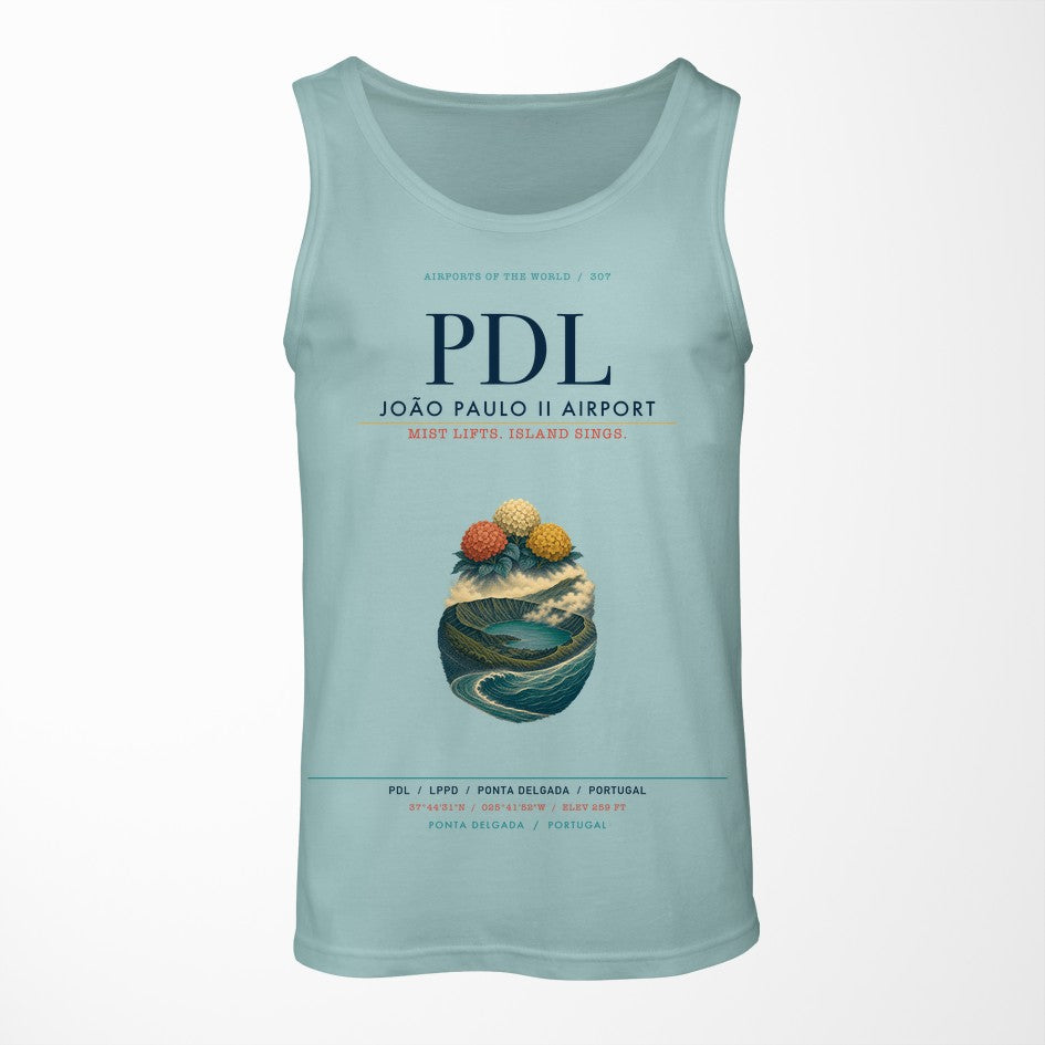 João Paulo II Airport (PDL) design on light green tank top