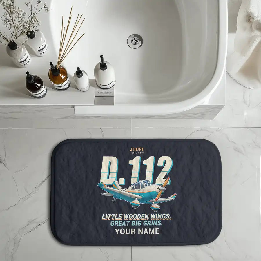 Jodel D.112 - Cartoon + Name - Bath Mat
