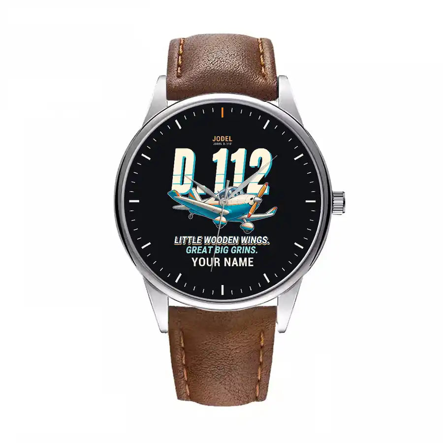Jodel D.112 - Cartoon + Name - Leather Strap - Brown Leather Strap