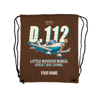 Thumbnail for Jodel D.112 - Drawstring Bag - Cartoon + Name - Brown