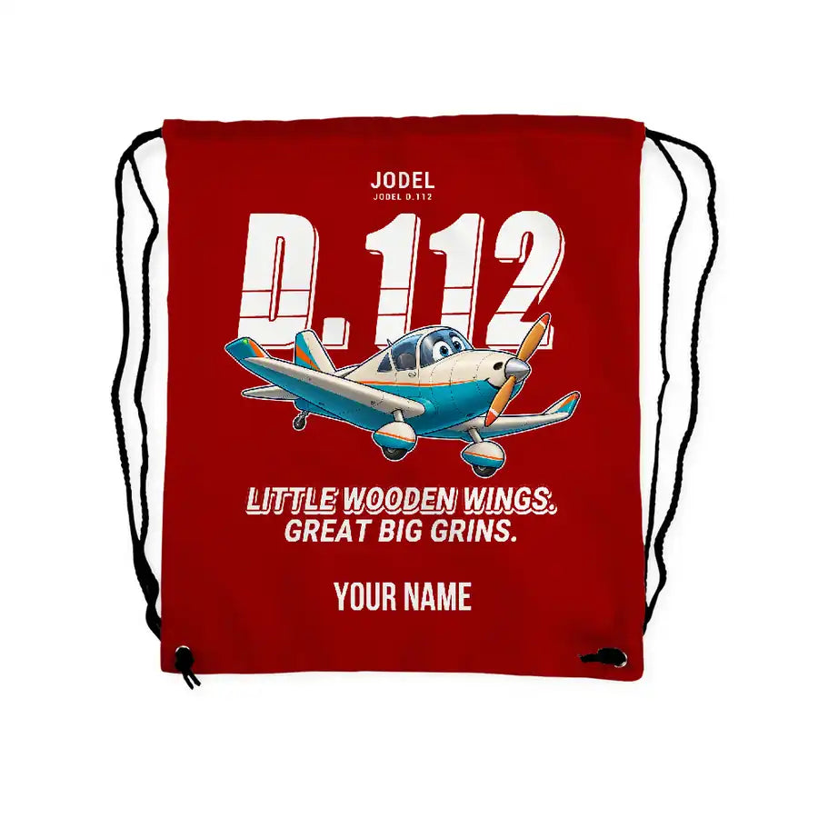Jodel D.112 - Drawstring Bag - Cartoon + Name - Red