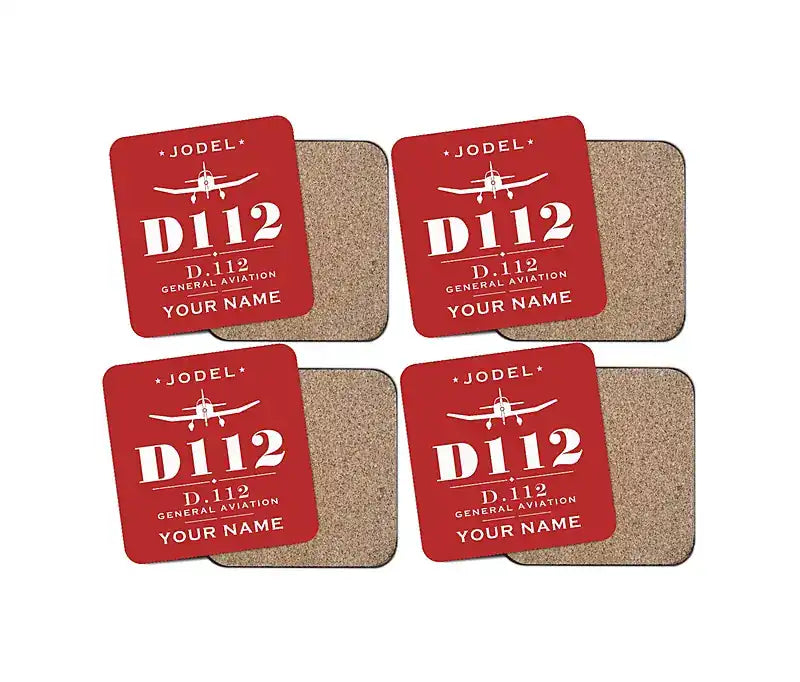 Jodel D.112 - Heritage + Name - Coaster Set - Red