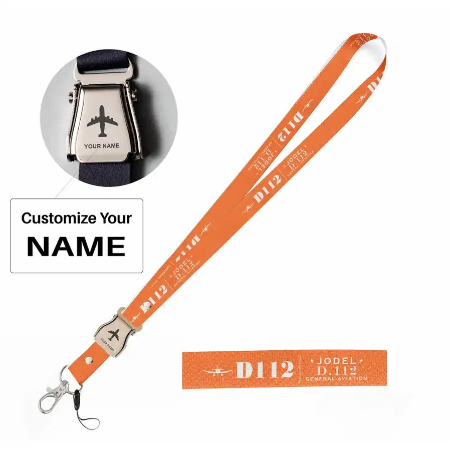Jodel D.112 Lanyard & ID Holders seat belt lanyard - Heritage - Orange with name