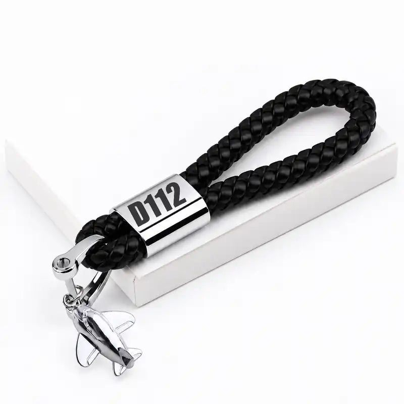 Jodel D.112 - Leather Key Chain - Braided Leather - Tag - Black