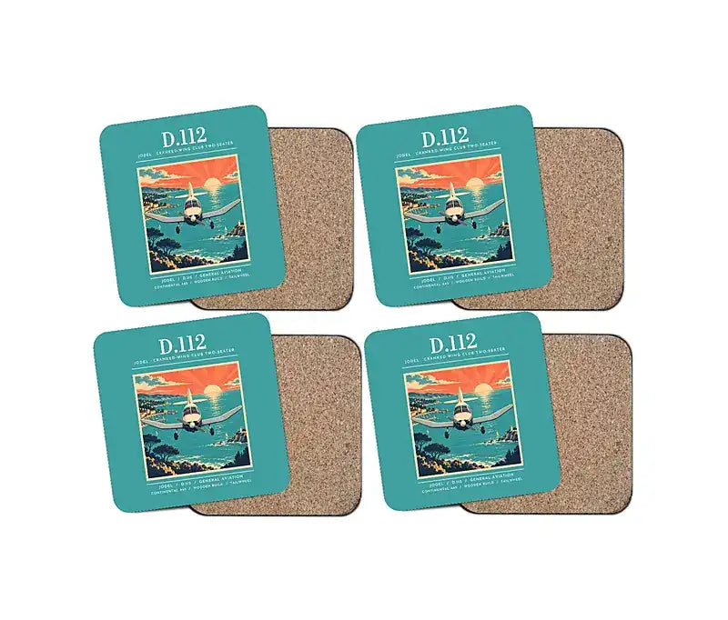 Jodel D.112 - Poster - Coaster Set - Turquoise