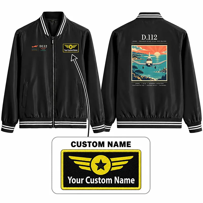 Jodel D.112 Stylish Jackets - Baseball Collar - Poster + Name - Black