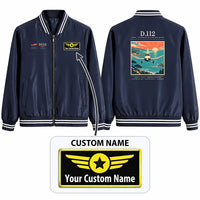 Thumbnail for Jodel D.112 Stylish Jackets - Baseball Collar - Poster + Name - Navy Blue