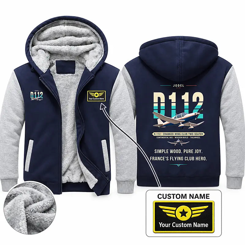 Jodel D.112 Zipped Sweatshirts - Original + Name - Navy & Gray