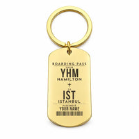 Thumbnail for John C. Munro Hamilton International Airport YHM - Key Chain - Customizable Boarding Pass - Gold