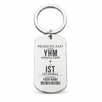 Thumbnail for John C. Munro Hamilton International Airport YHM - Key Chain - Customizable Boarding Pass - Silver