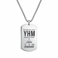 Thumbnail for John C. Munro Hamilton International Airport YHM - Necklace - Boarding Pass Style - Silver