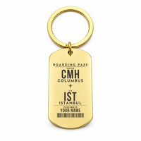 Thumbnail for John Glenn Columbus International Airport CMH - Key Chain - Customizable Boarding Pass - Gold