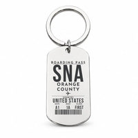 Thumbnail for John Wayne Airport, Orange County SNA - Key Chain - Boarding Pass Style - Silver