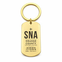 Thumbnail for John Wayne Airport, Orange County SNA - Key Chain - Original Design - Gold