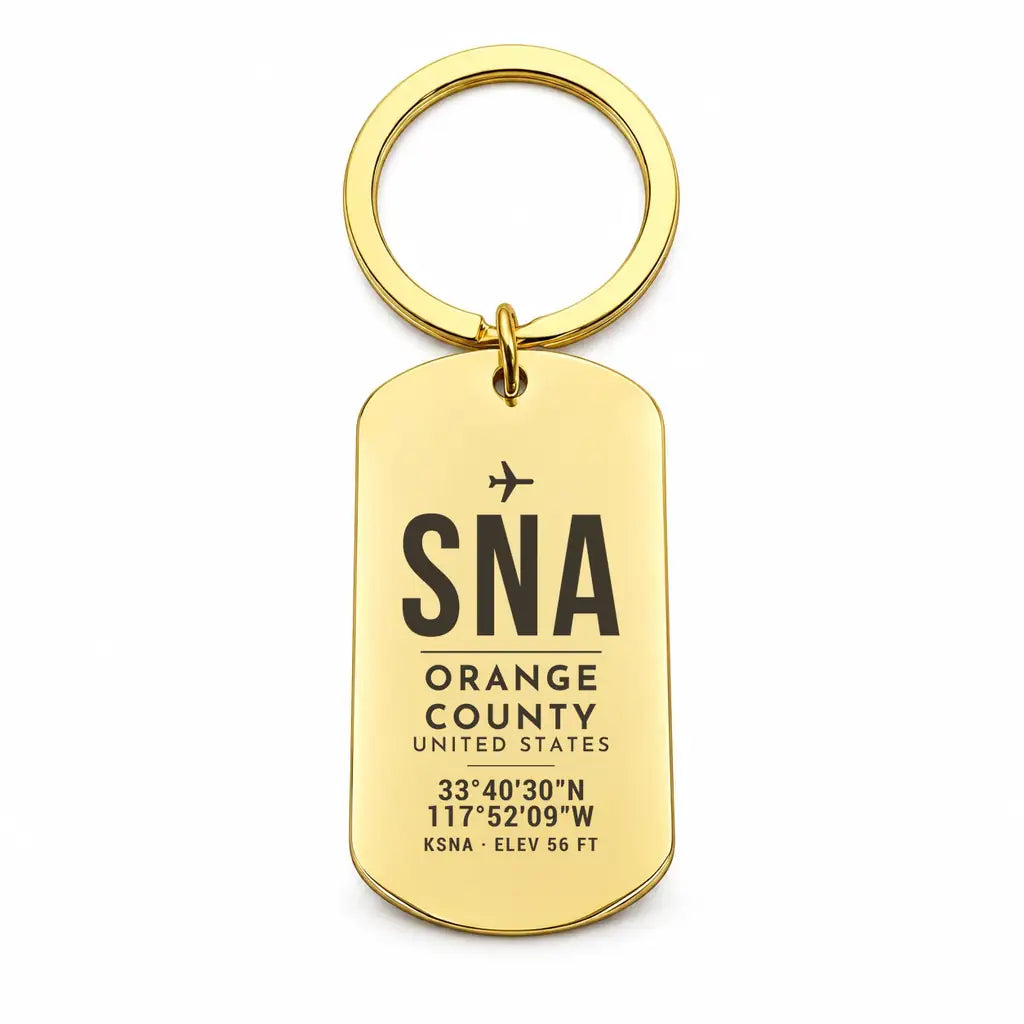 John Wayne Airport, Orange County SNA - Key Chain - Original Design - Gold