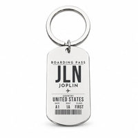 Thumbnail for Joplin Regional Airport JLN - Key Chain - Boarding Pass Style - Silver