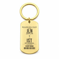 Thumbnail for Joplin Regional Airport JLN - Key Chain - Customizable Boarding Pass - Gold