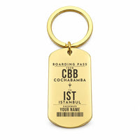 Thumbnail for Jorge Wilstermann International Airport CBB - Key Chain - Customizable Boarding Pass - Gold