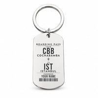 Thumbnail for Jorge Wilstermann International Airport CBB - Key Chain - Customizable Boarding Pass - Silver