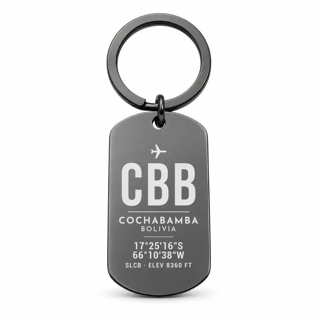 Jorge Wilstermann International Airport CBB - Key Chain - Original Design - Black