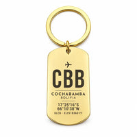 Thumbnail for Jorge Wilstermann International Airport CBB - Key Chain - Original Design - Gold