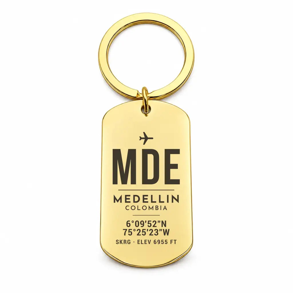 Jose Maria Cordova International Airport MDE - Key Chain - Original Design - Gold