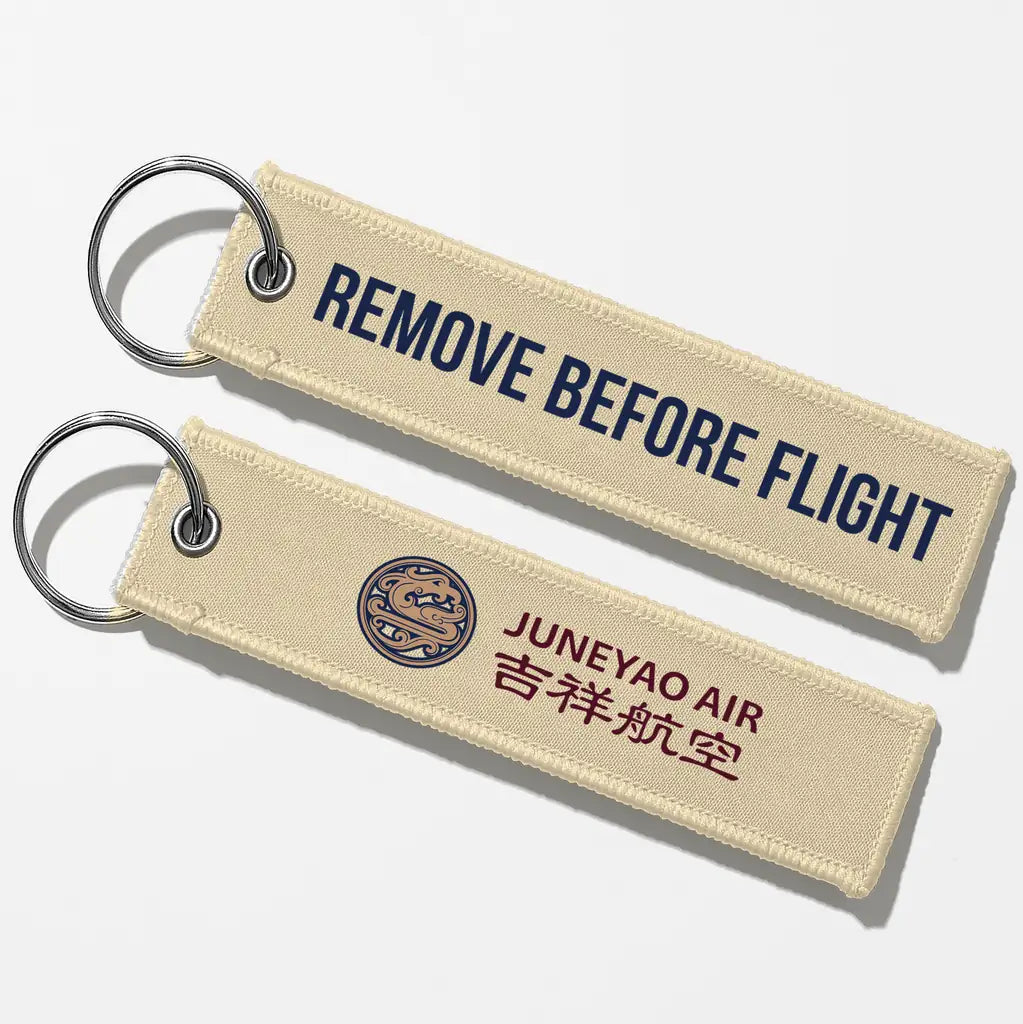Juneyao Airlines Crew & Staff Tag Key Chains - Beige - Remove Before Flight