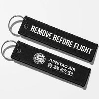 Thumbnail for Juneyao Airlines Crew & Staff Tag Key Chains - Black - Remove Before Flight