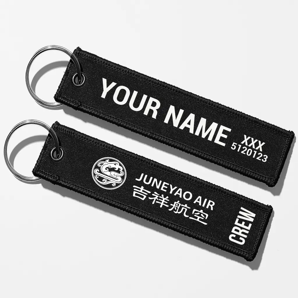 Juneyao Airlines Crew & Staff Tag Key Chains - Black - Crew + Name