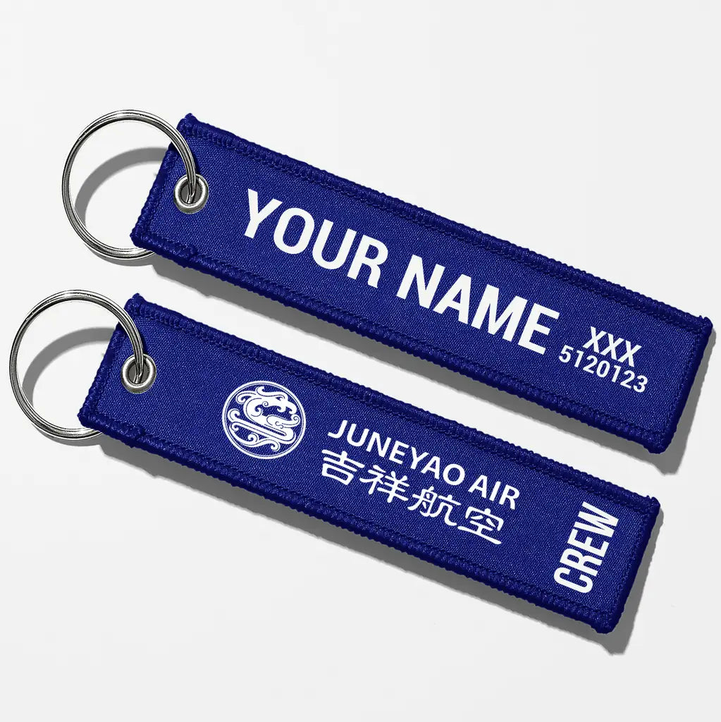 Juneyao Airlines Crew & Staff Tag Key Chains - Blue - Crew + Name