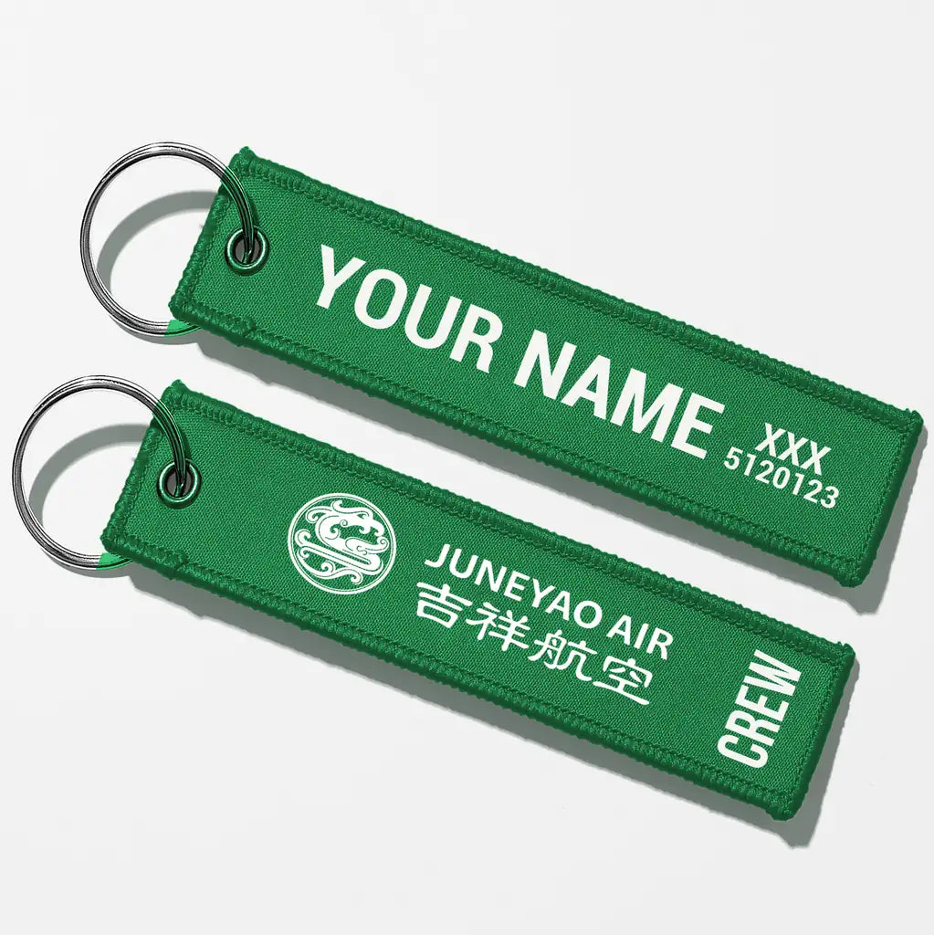 Juneyao Airlines Crew & Staff Tag Key Chains - Green - Crew + Name