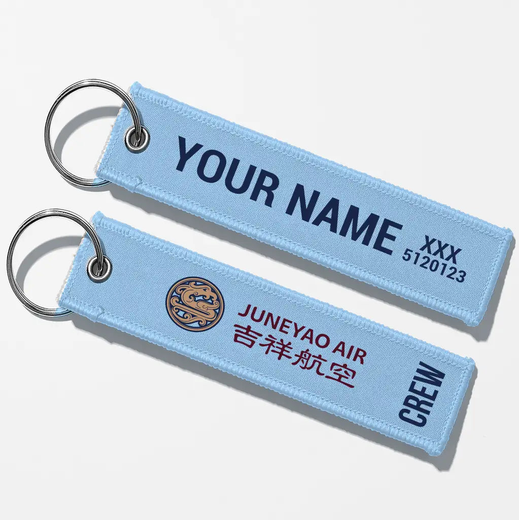 Juneyao Airlines Crew & Staff Tag Key Chains - Light Blue - Crew + Name