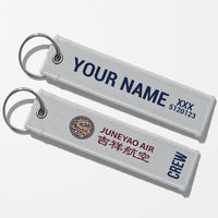 Thumbnail for Juneyao Airlines Crew & Staff Tag Key Chains - Light Gray - Crew + Name
