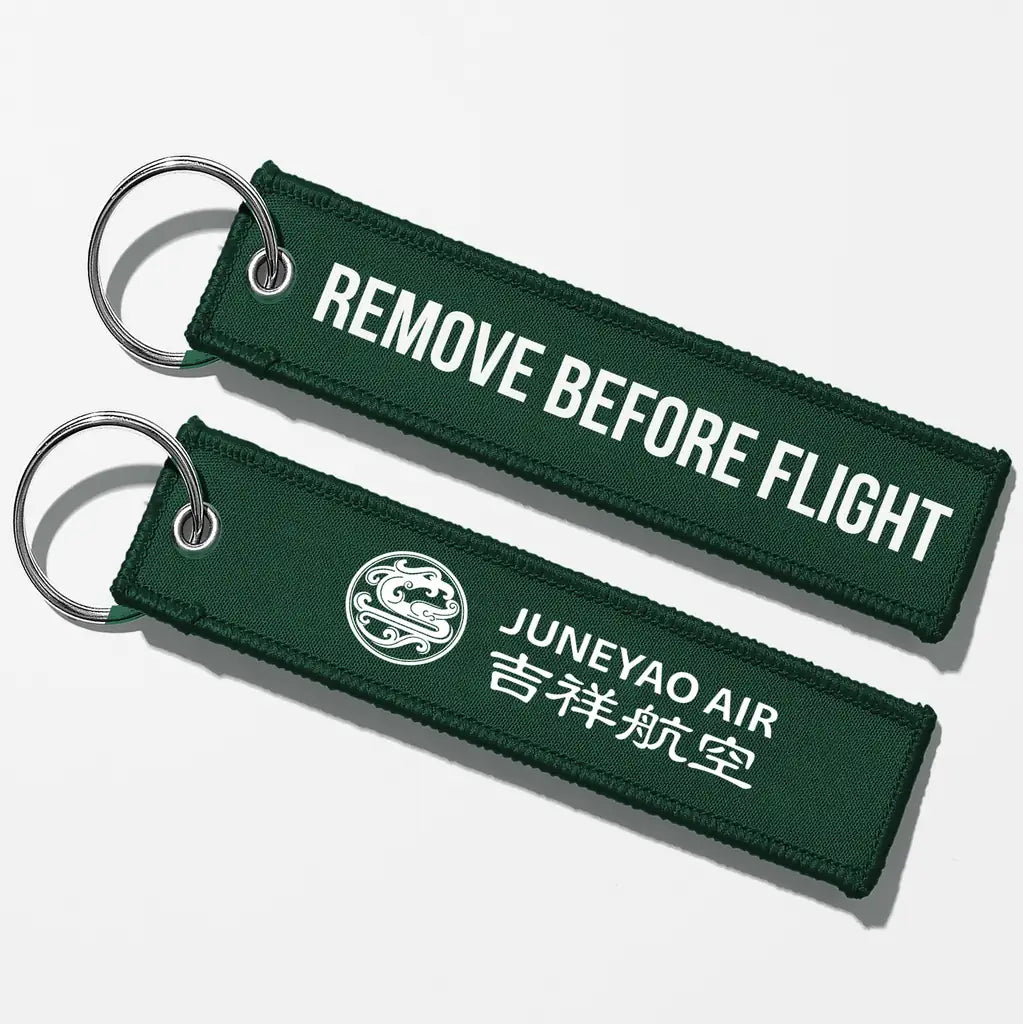 Juneyao Airlines Crew & Staff Tag Key Chains - Dark Green - Remove Before Flight