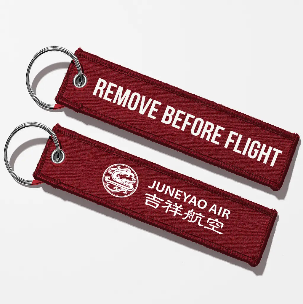 Juneyao Airlines Crew & Staff Tag Key Chains - Dark Red - Remove Before Flight