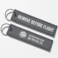 Thumbnail for Juneyao Airlines Crew & Staff Tag Key Chains - Gray - Remove Before Flight
