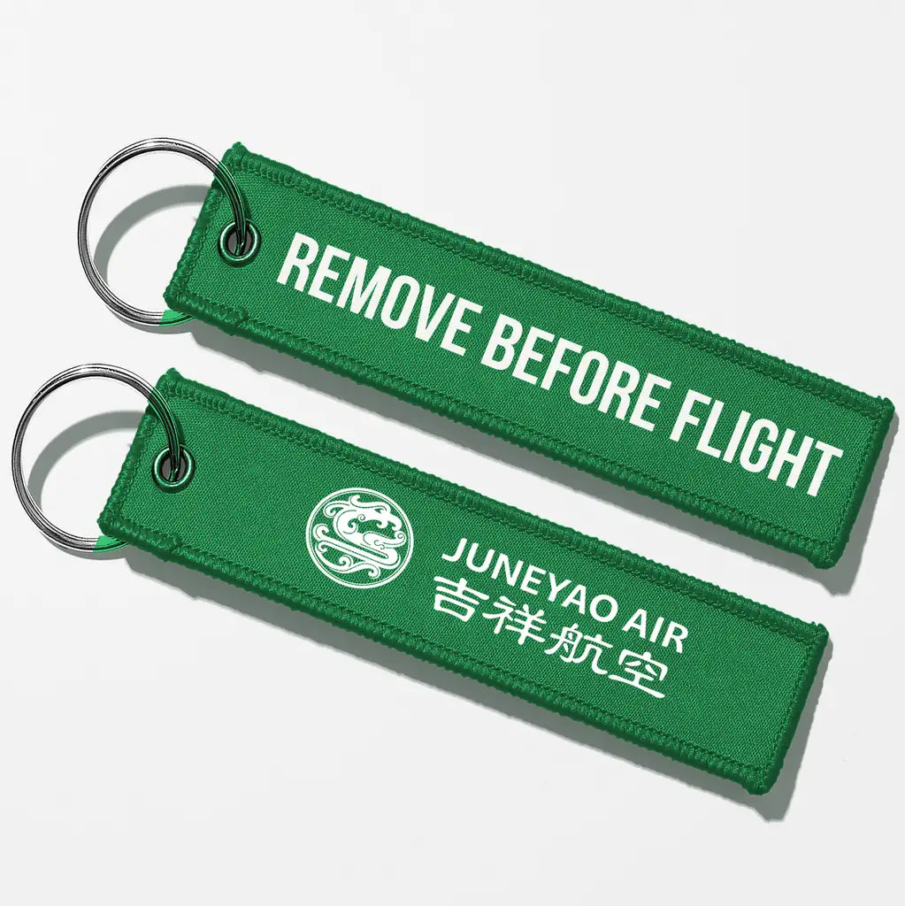 Juneyao Airlines Crew & Staff Tag Key Chains - Green - Remove Before Flight