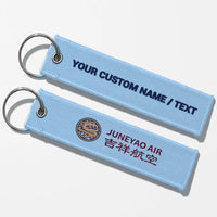 Thumbnail for Juneyao Airlines Crew & Staff Tag Key Chains - Light Blue - Personalized