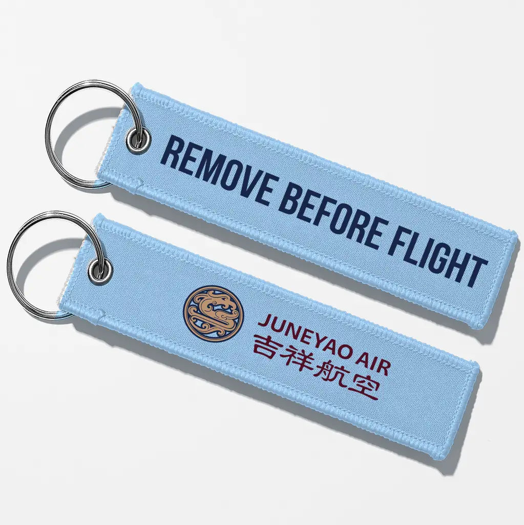 Juneyao Airlines Crew & Staff Tag Key Chains - Light Blue - Remove Before Flight