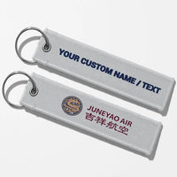 Thumbnail for Juneyao Airlines Crew & Staff Tag Key Chains - Light Gray - Personalized