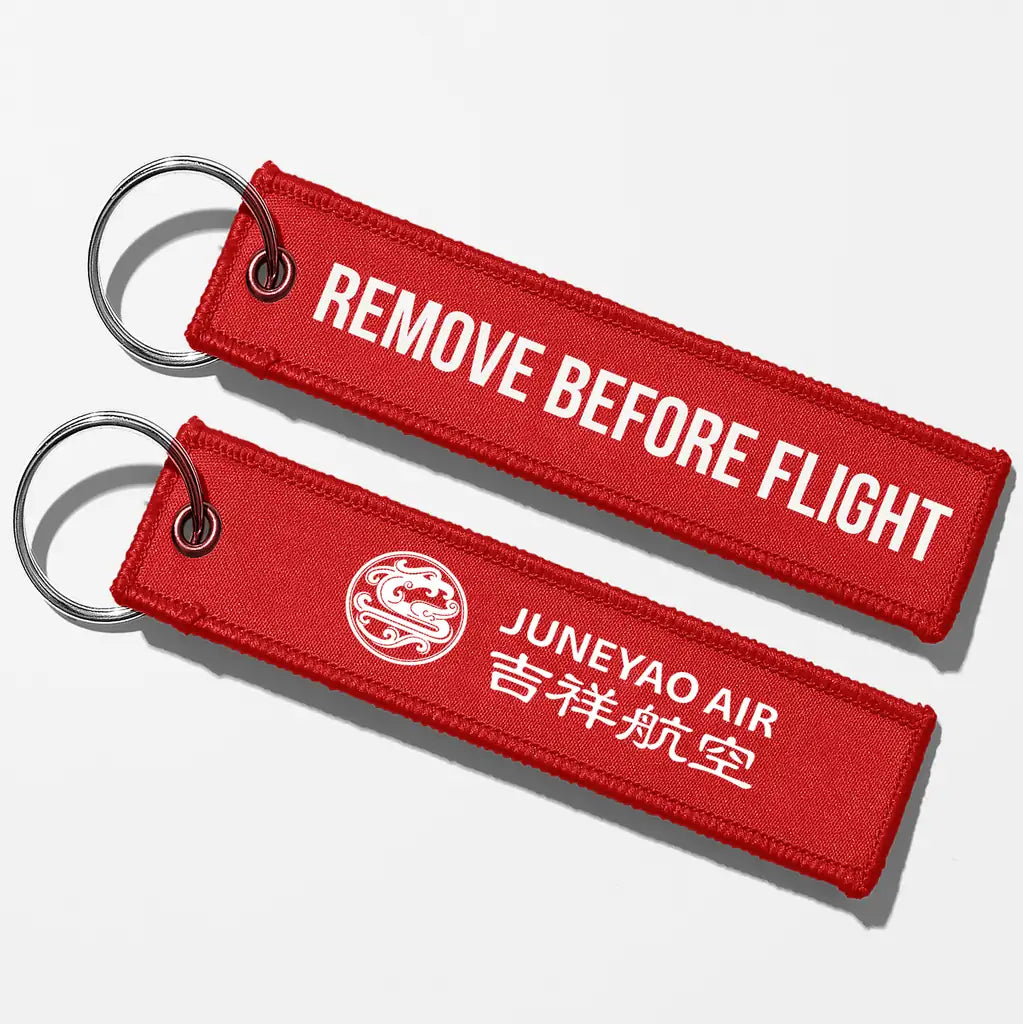Juneyao Airlines Crew & Staff Tag Key Chains - Red - Remove Before Flight