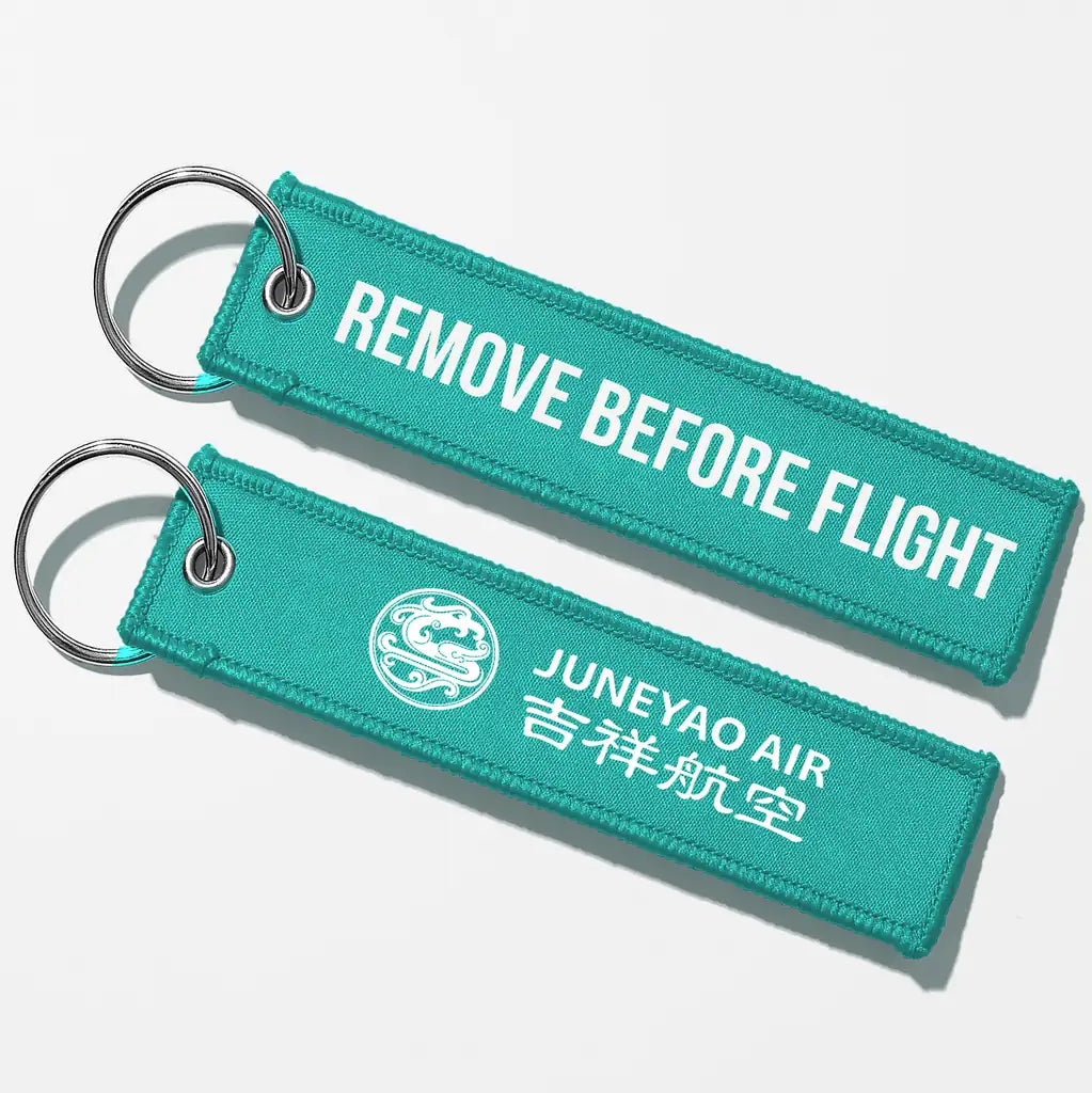 Juneyao Airlines Crew & Staff Tag Key Chains - Turquoise - Remove Before Flight