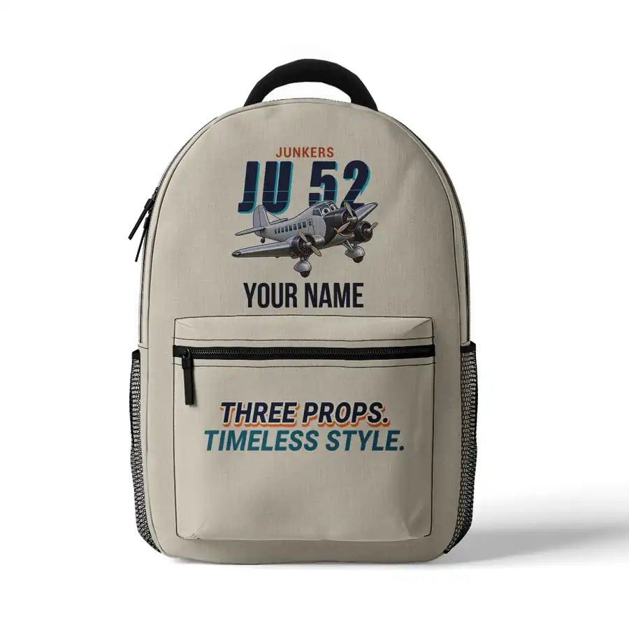 Junkers Ju 52-3m - 3D Backpack - Cartoon + Name - Beige